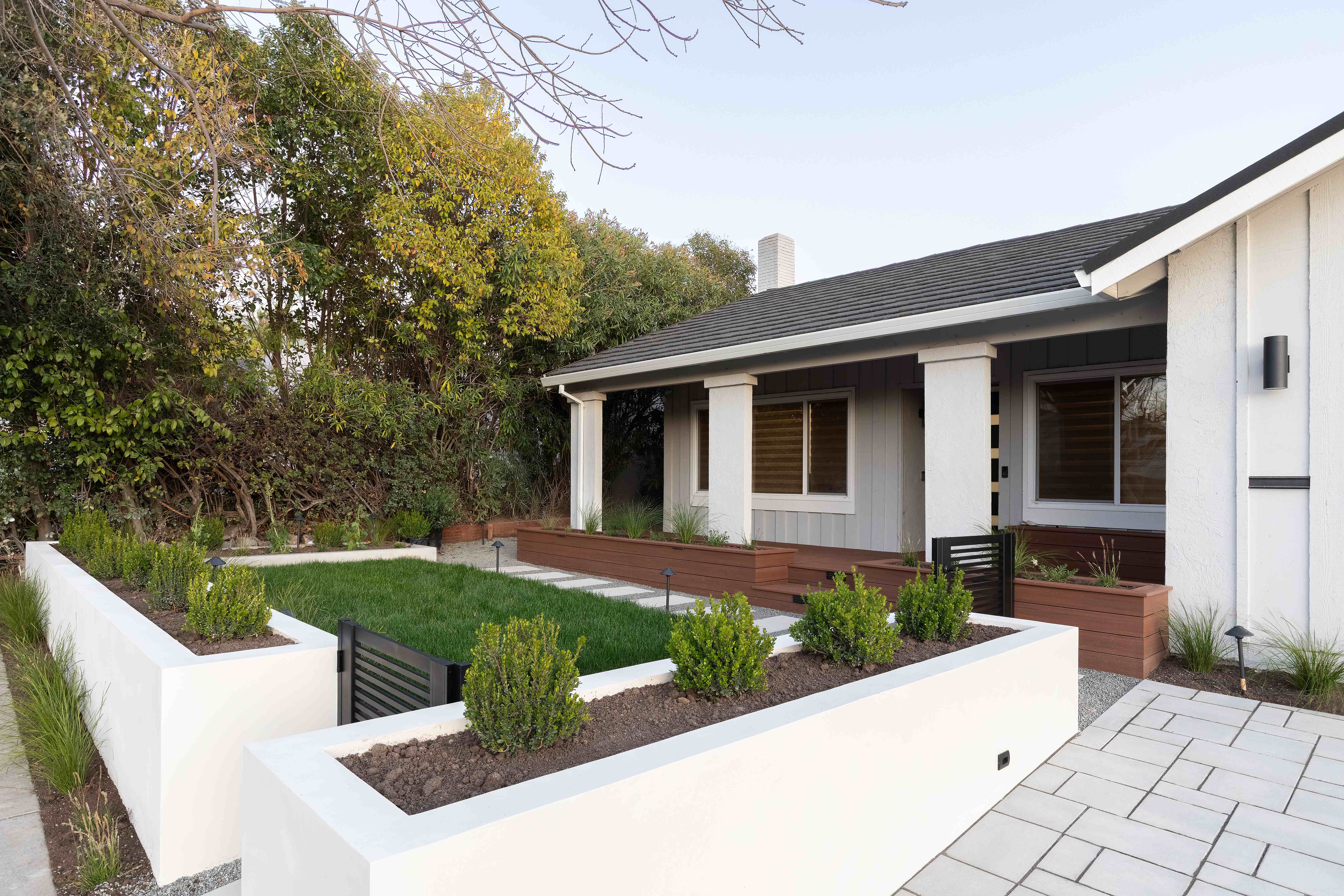 Front yard angle with gate and walkway