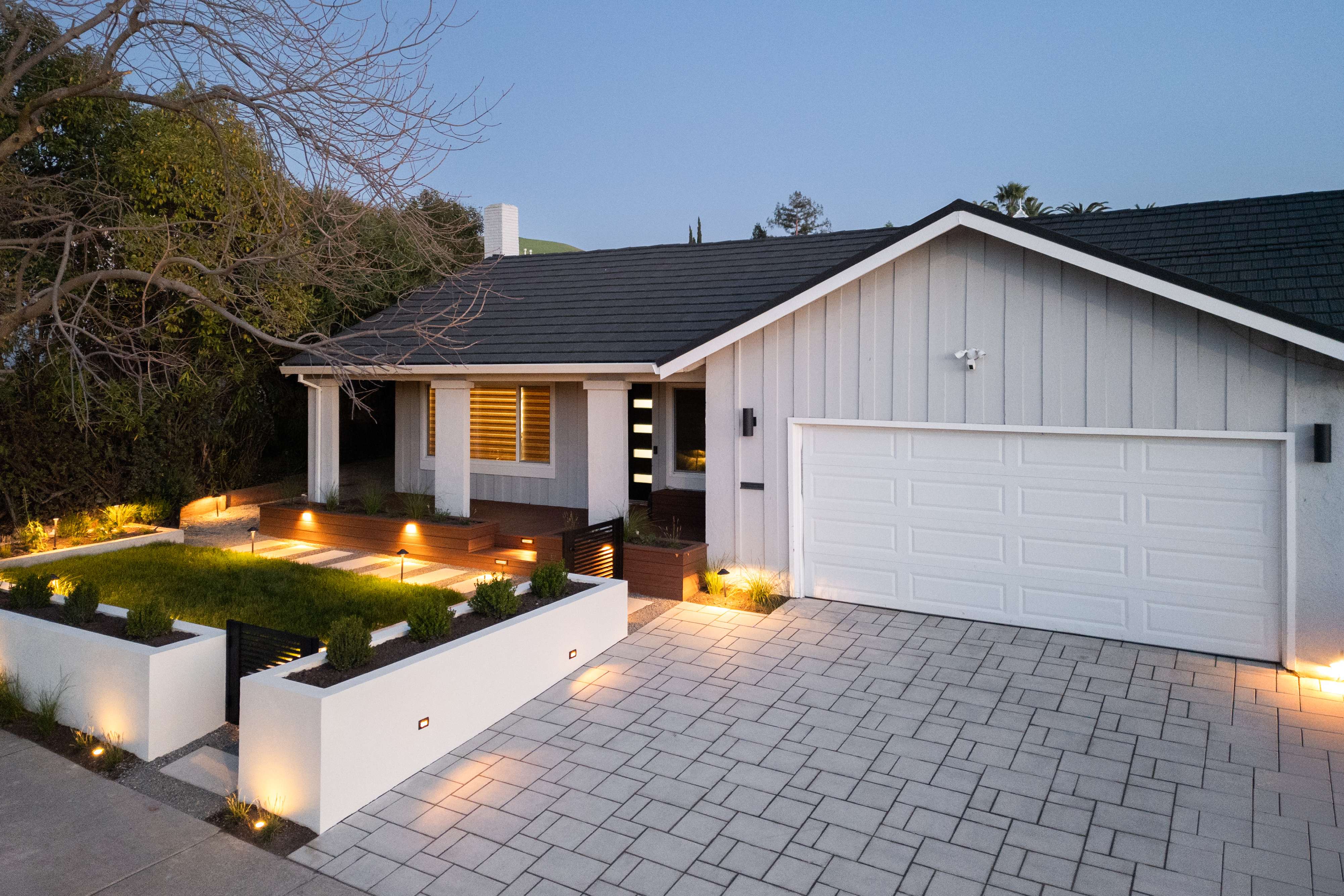 Front yard transformation with landscape lighting