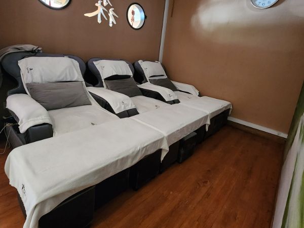 Massage chairs in the spa lounge