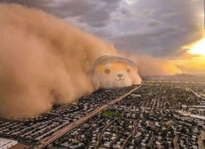 Asteroid meme with dust storm