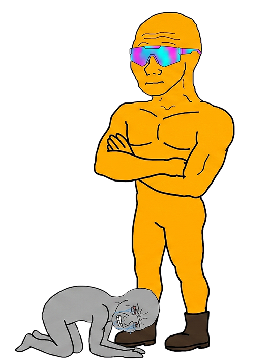 The Mogger standing victorious