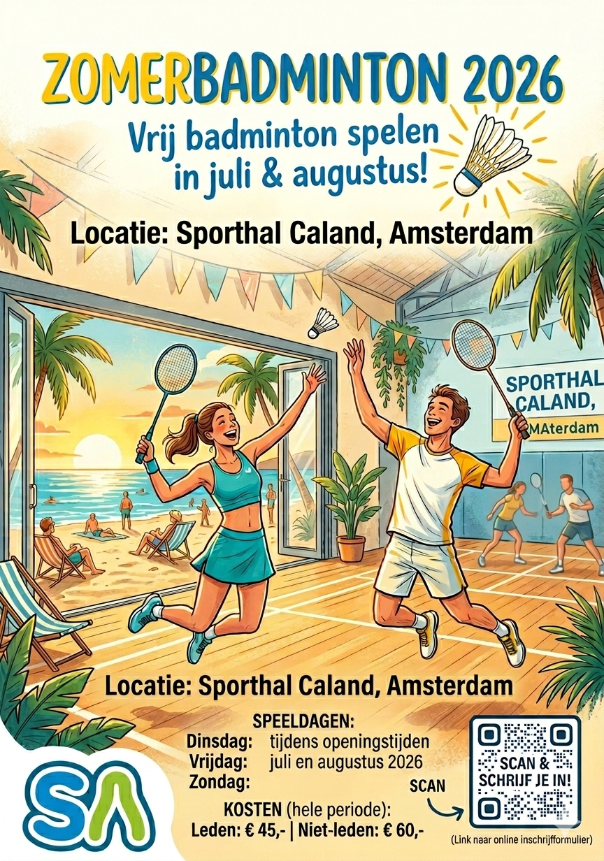 Zomerbadminton 2026 - Vrij badminton spelen in juli en augustus