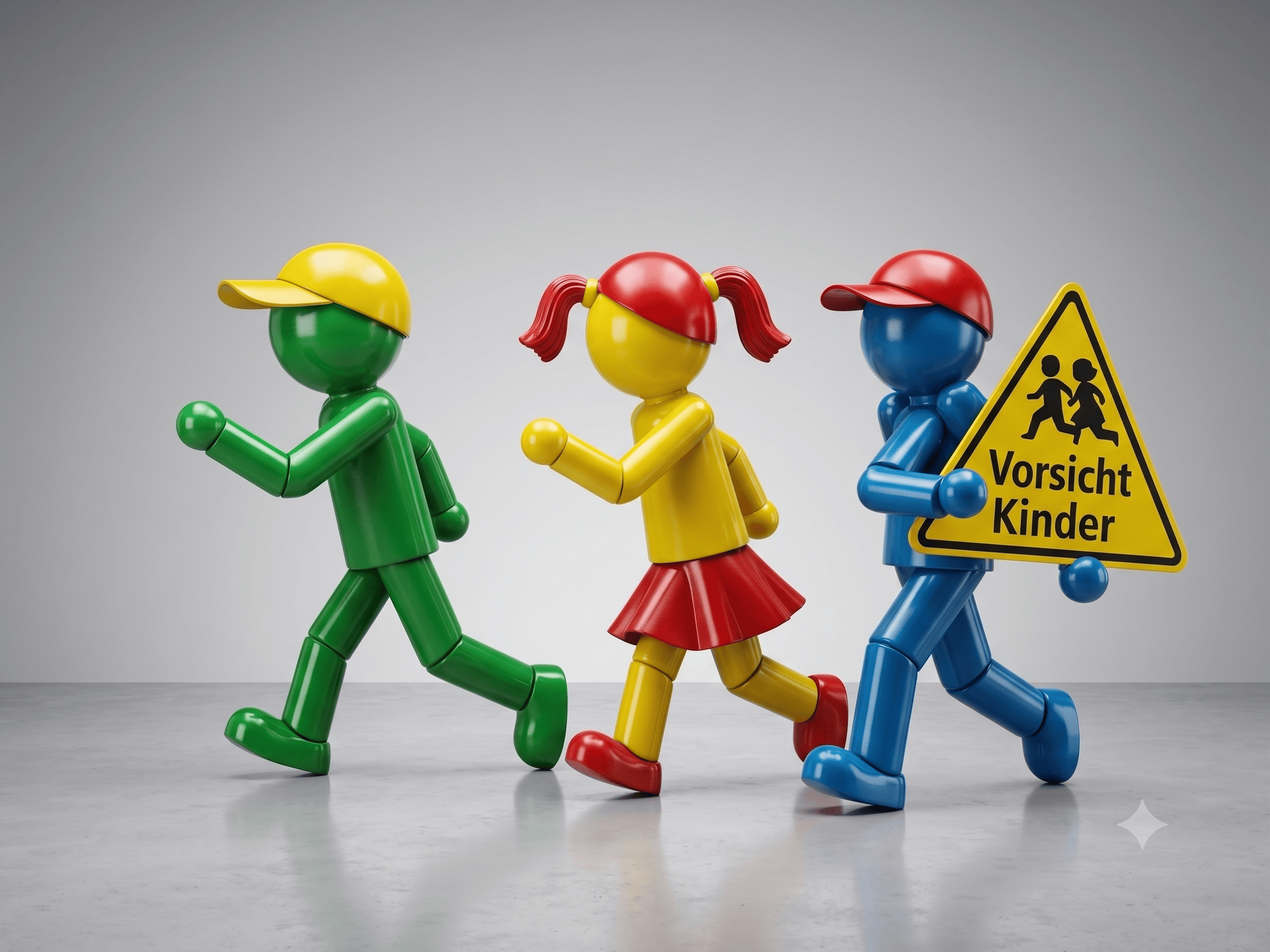 Die drei KidSecur Kinderfiguren – Vorsicht Kinder