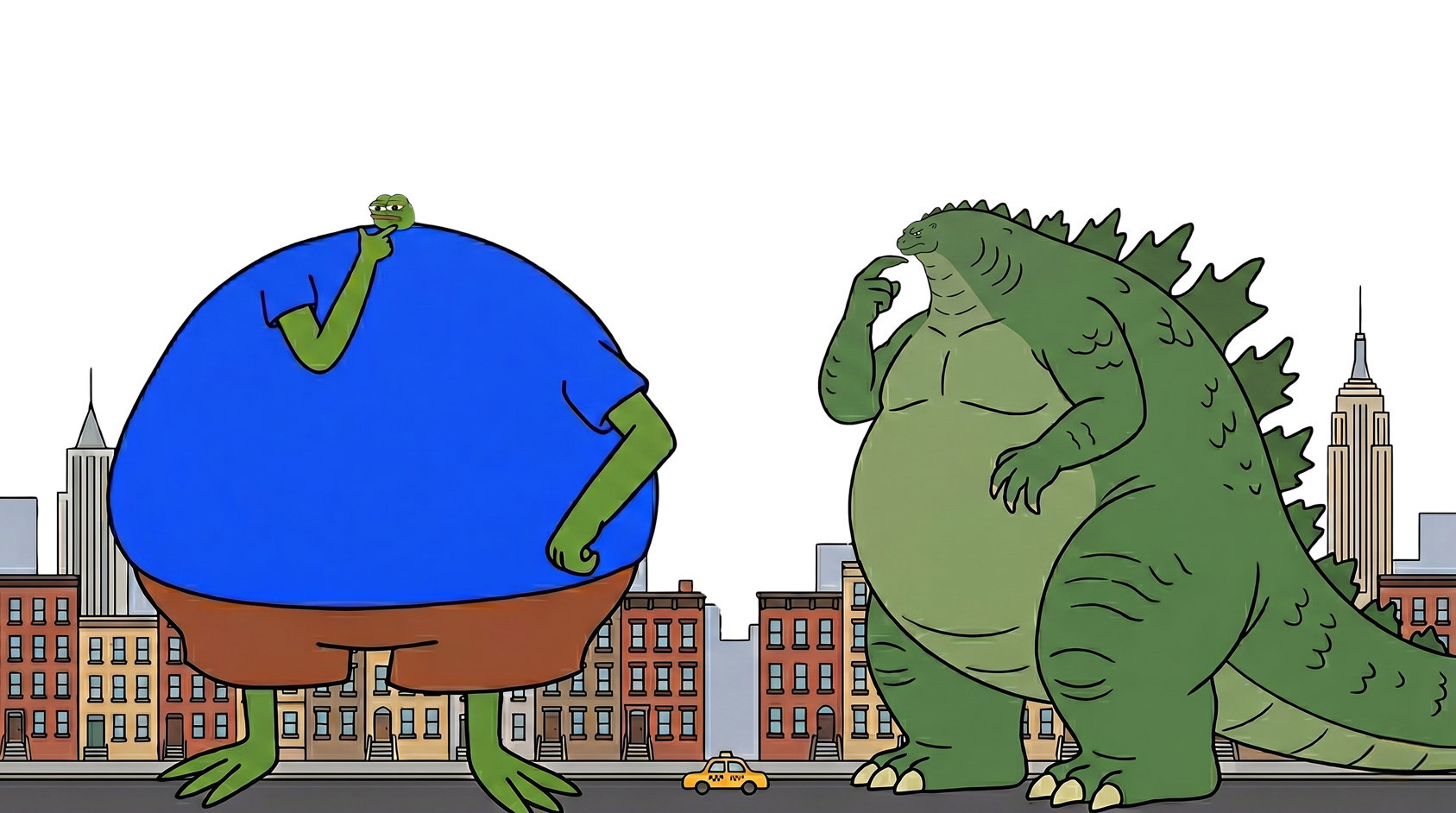 Big Body Pepe meets Godzilla in the city