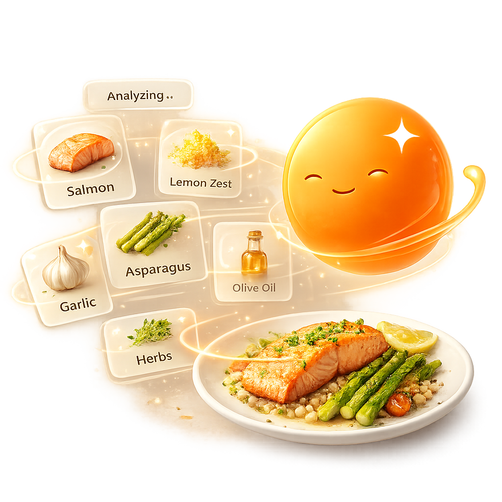 Miso analyzing ingredients from a gourmet dish