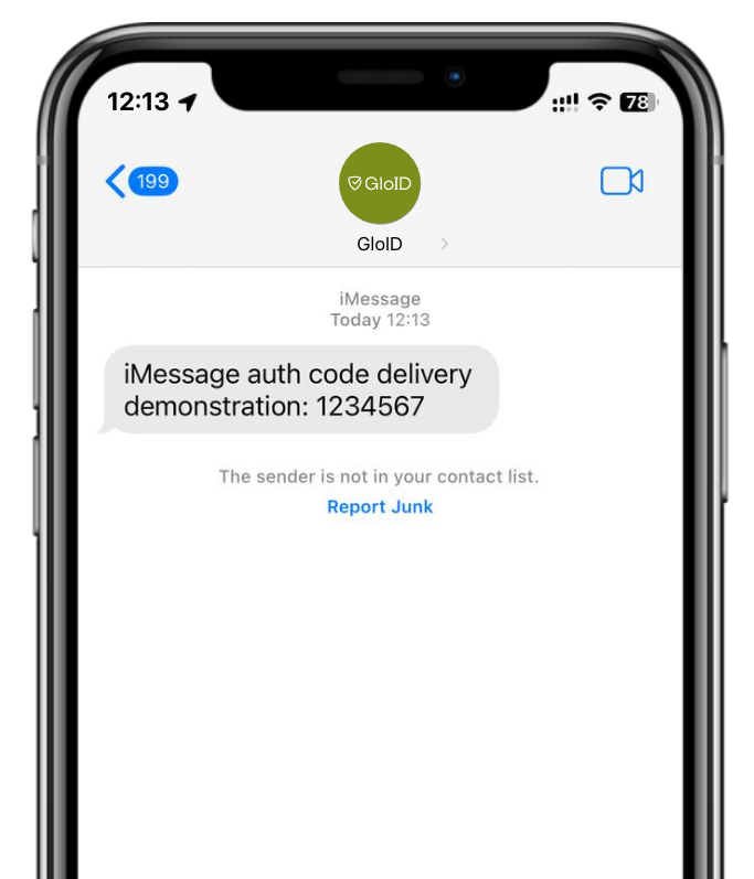 iMessage authentication code example