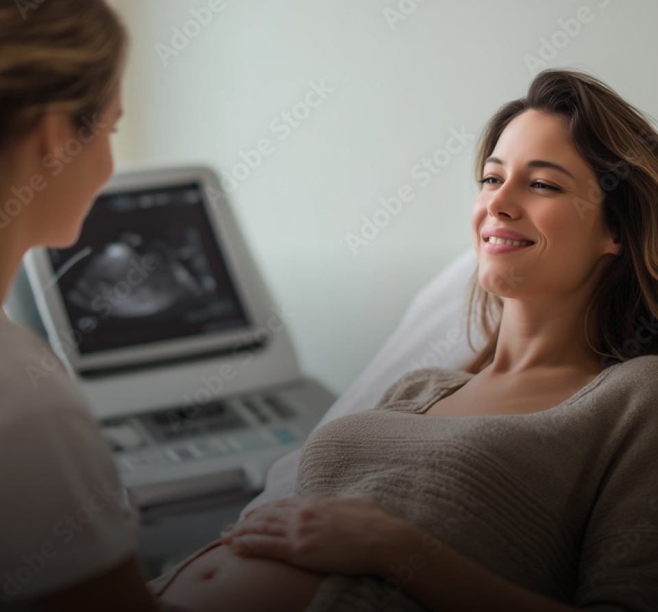 Pregnant woman during ultrasound examination