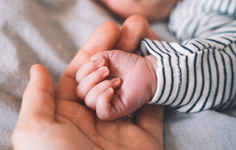 Baby hand in adult hands