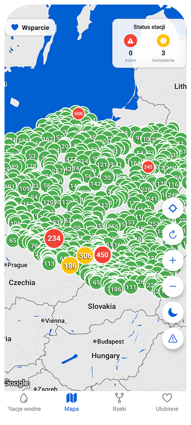 Mapa stacji pomiarowych