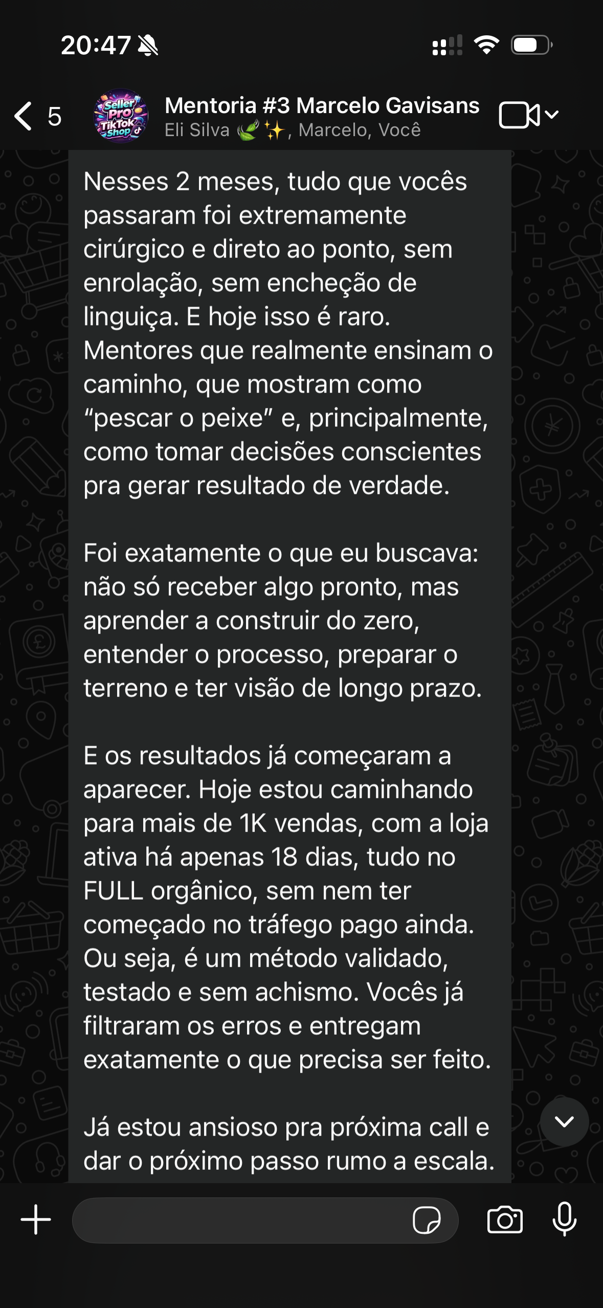 Depoimento do aluno