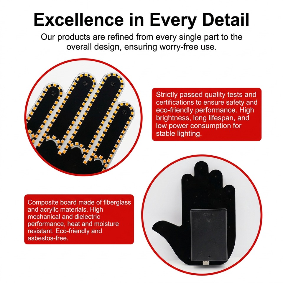 LED hand board and battery housing details