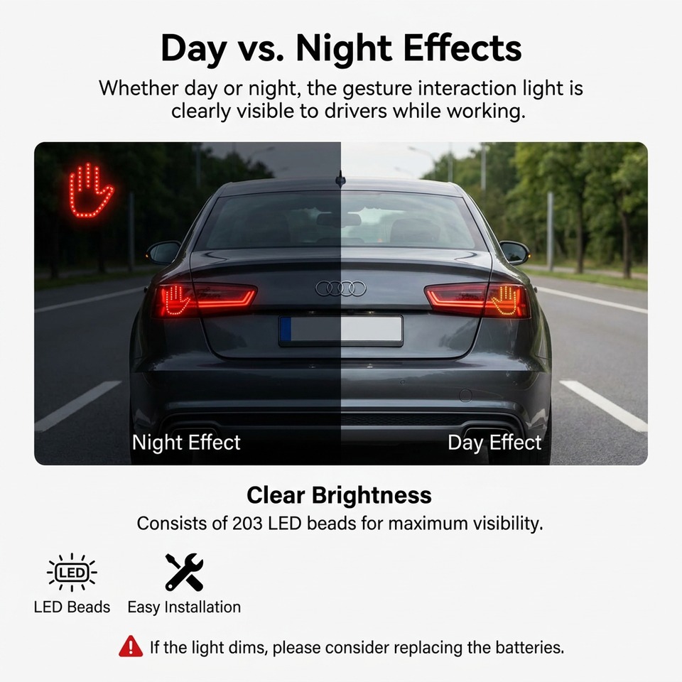Gesture light shown in day and night conditions