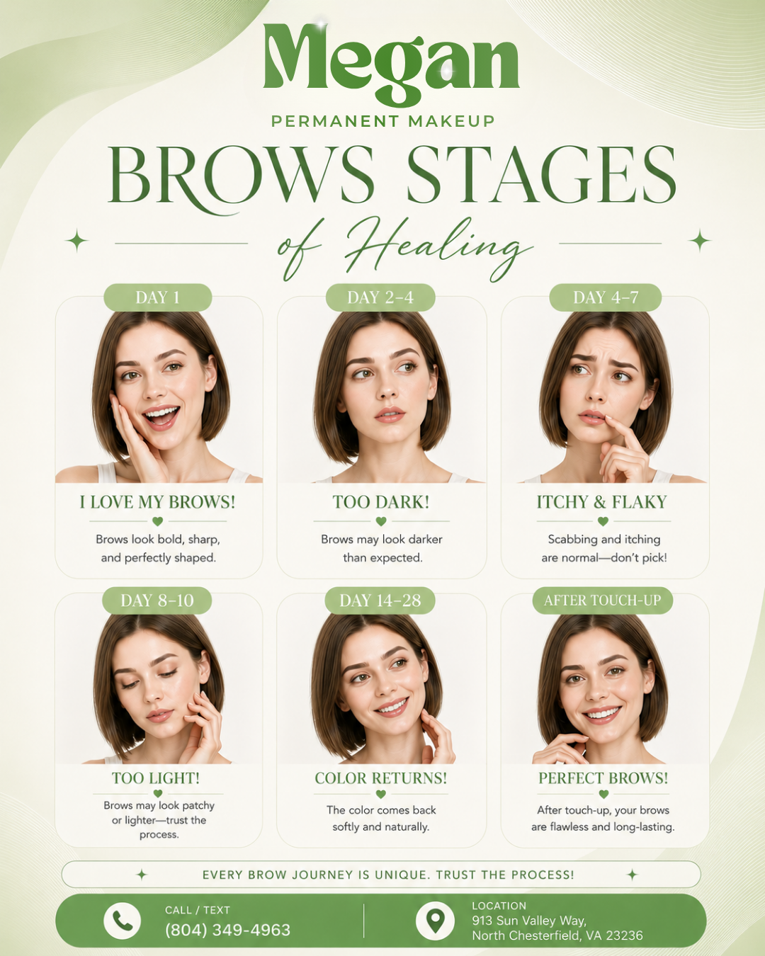 Brow stages of healing — what to expect day by day after permanent makeup