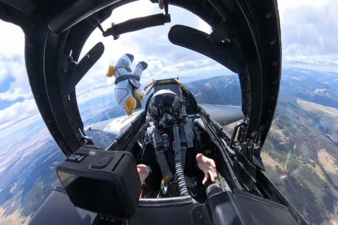 Asteroid in fighter jet cockpit