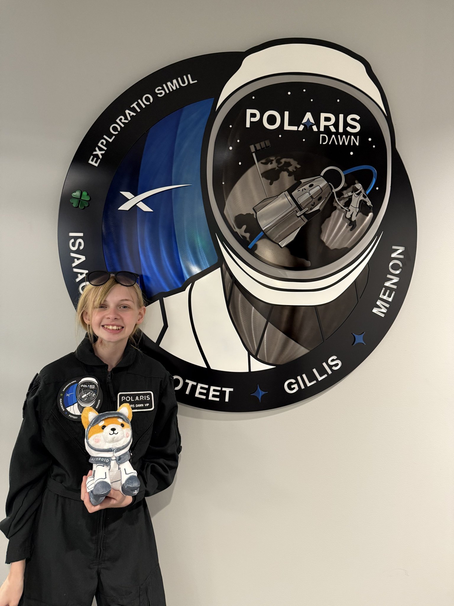 Liv Perrotto with Asteroid plush at Polaris Dawn