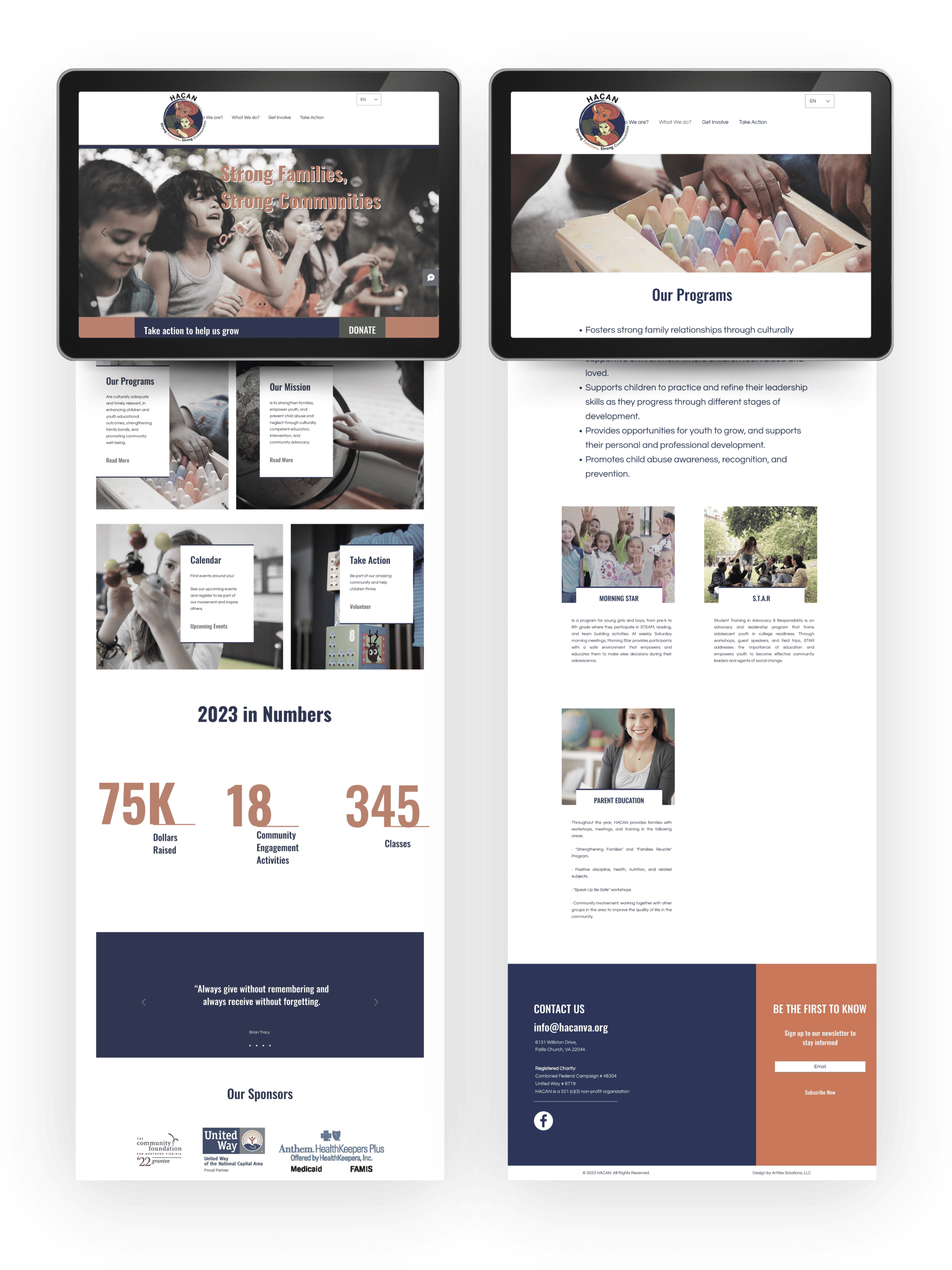 HACAN previous website showing outdated layout, inconsistent hierarchy, and fragmented navigation