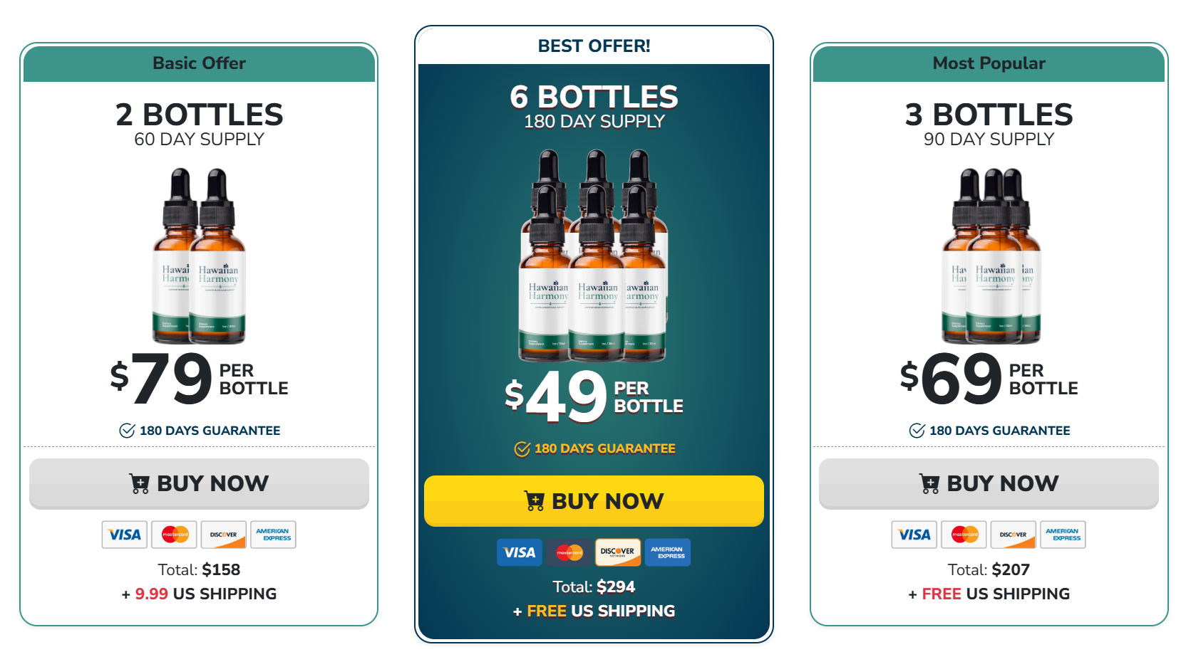 6 BOTTLES Hawaiian Harmony bottles