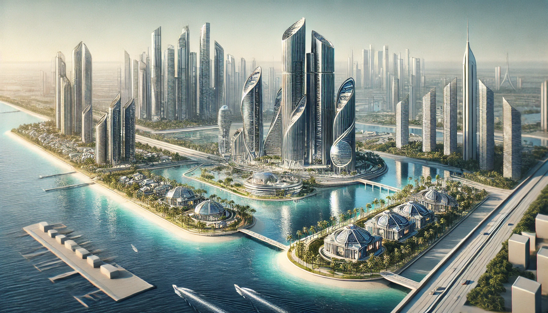 Futuristic coastal metropolis