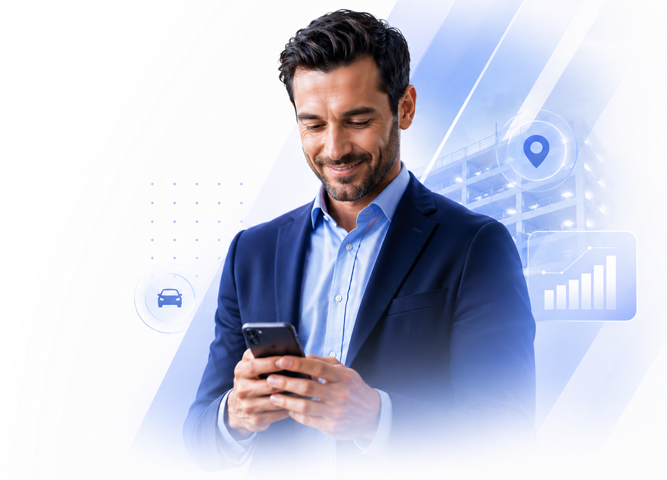 Property manager using Park10x digital parking platform on mobile