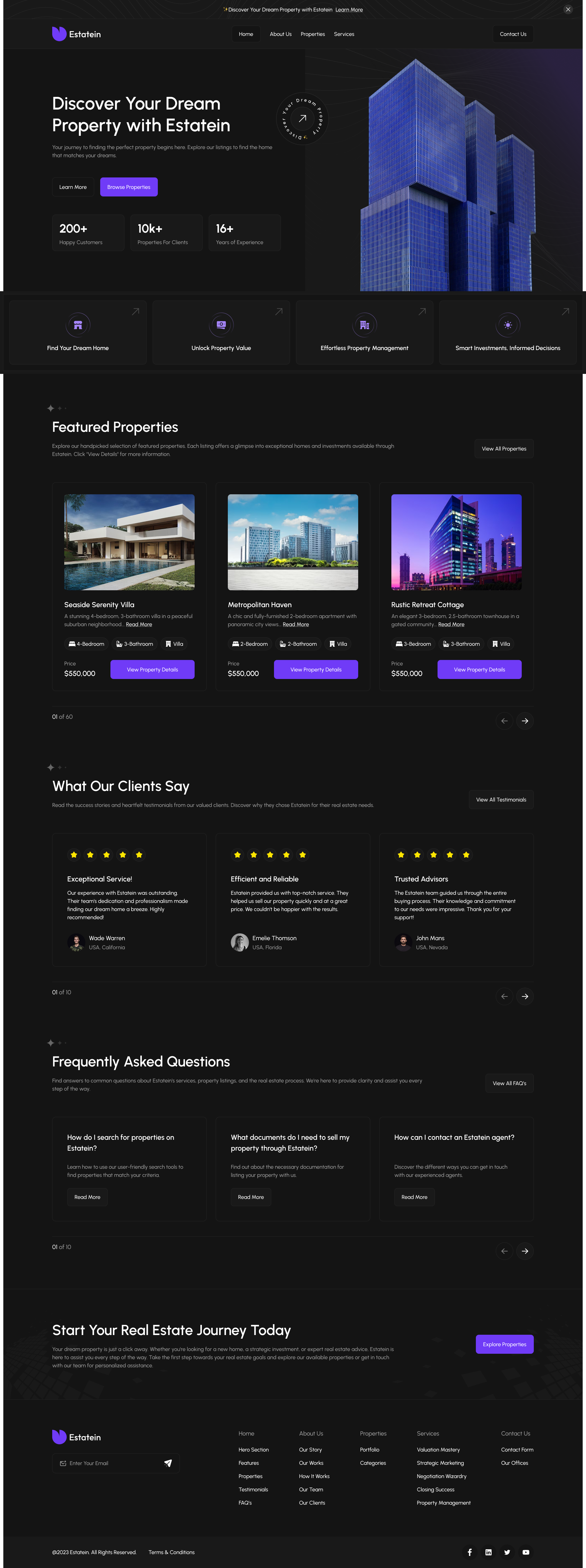Modern blue glass skyscrapers representing Estatein properties
