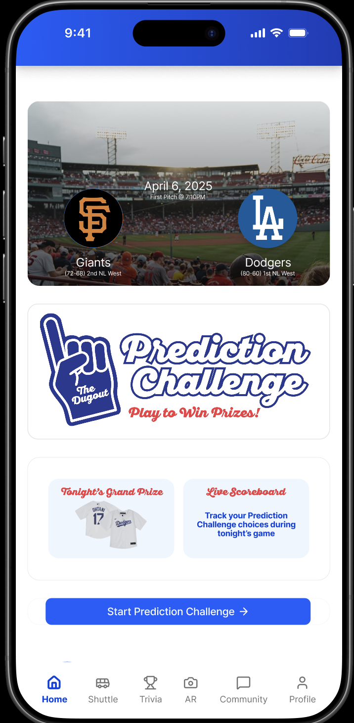 The Dugout Home Screen
