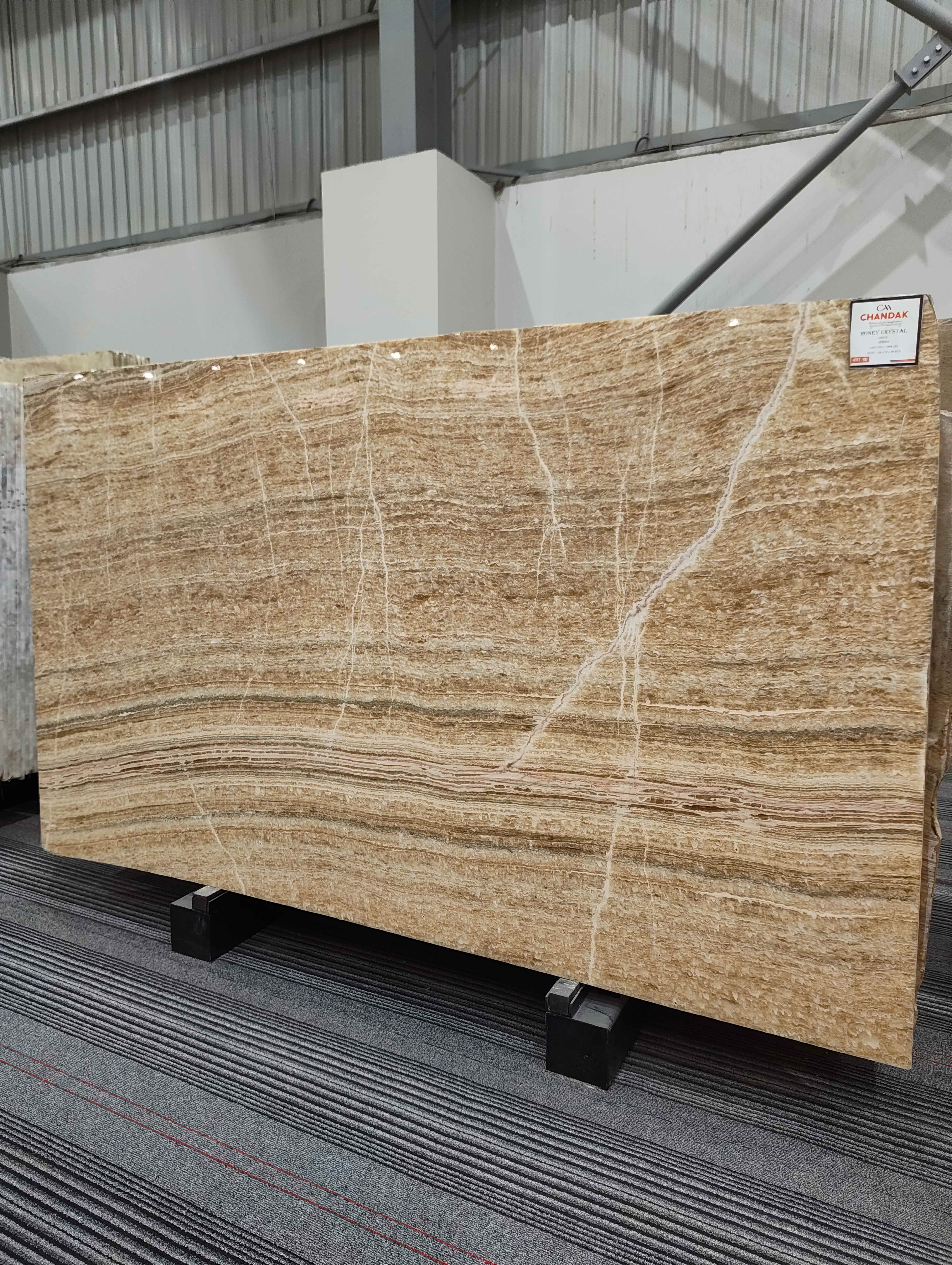 Honey Crystal Onyx full warehouse lot view