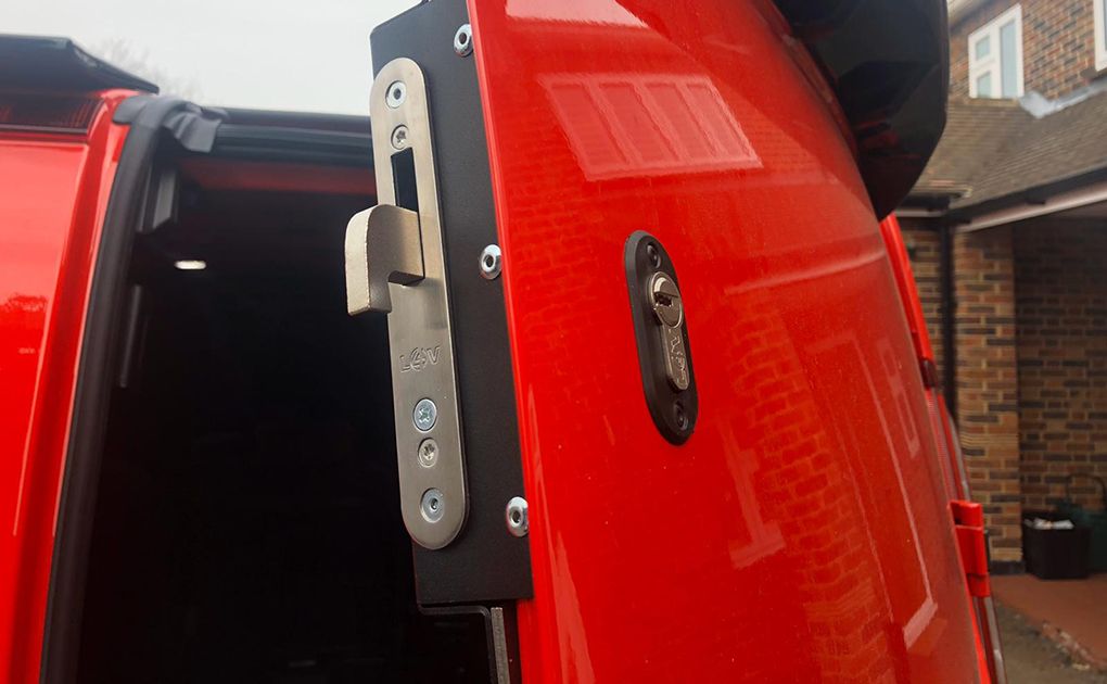 Professional hook lock installation on van door