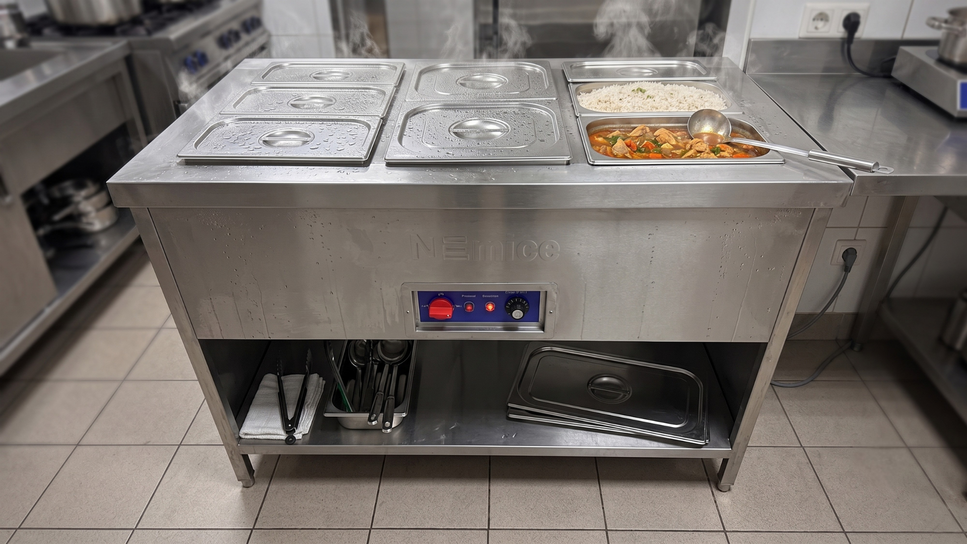 Hot Bain Marie in operation with food