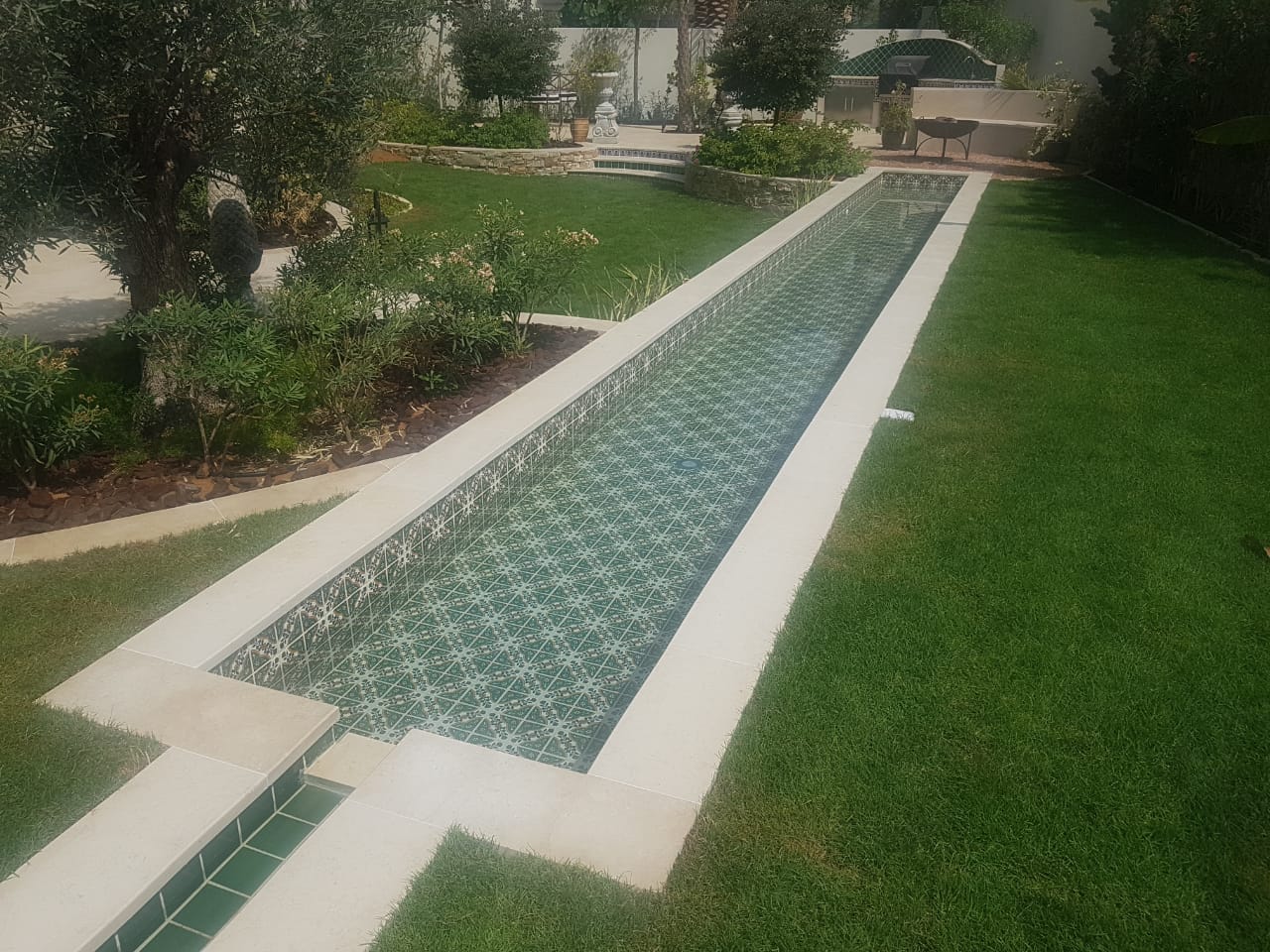 Brickwork and walling within a landscaped garden