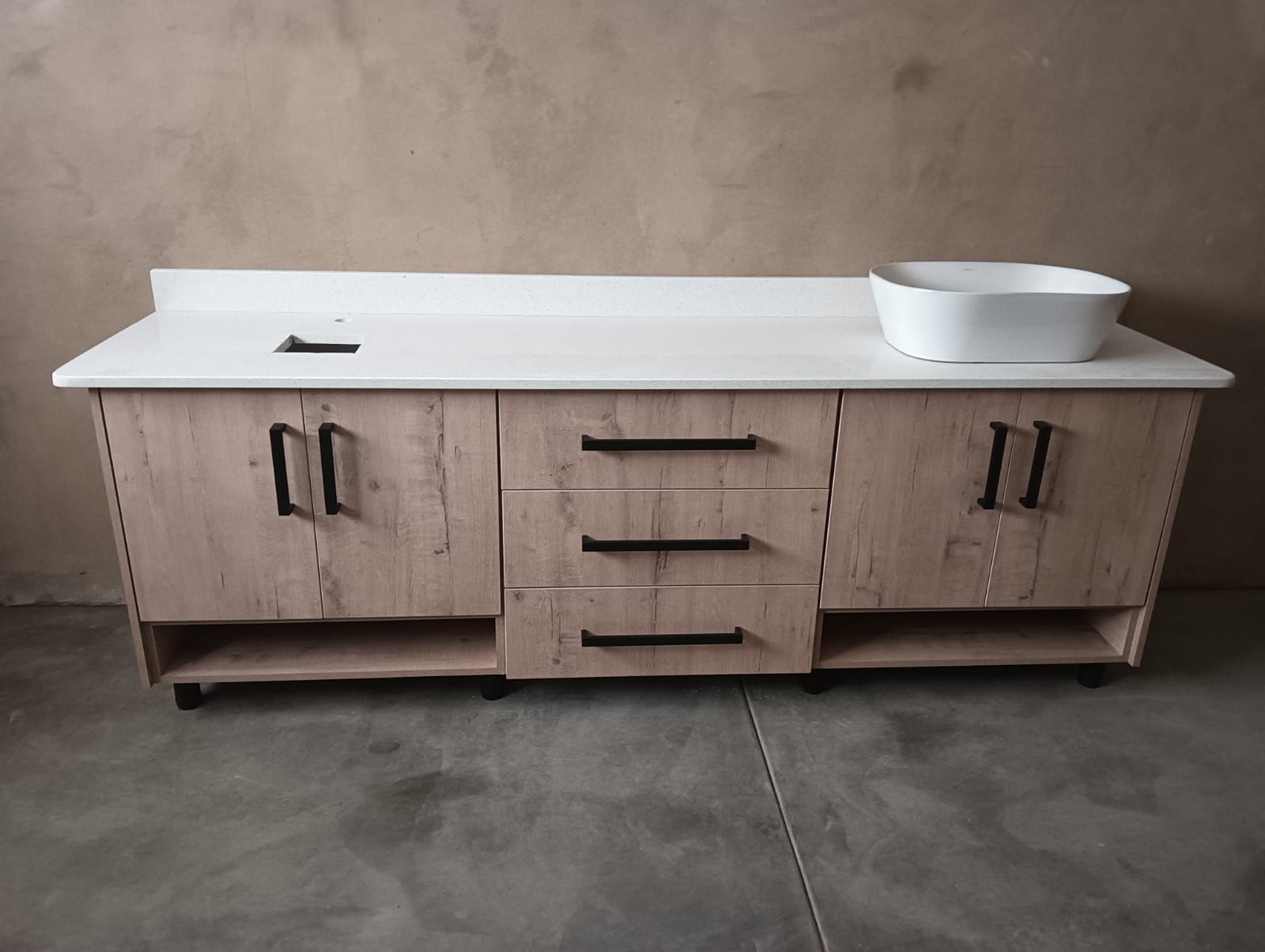 Large Double Vanity with Vessel Sink