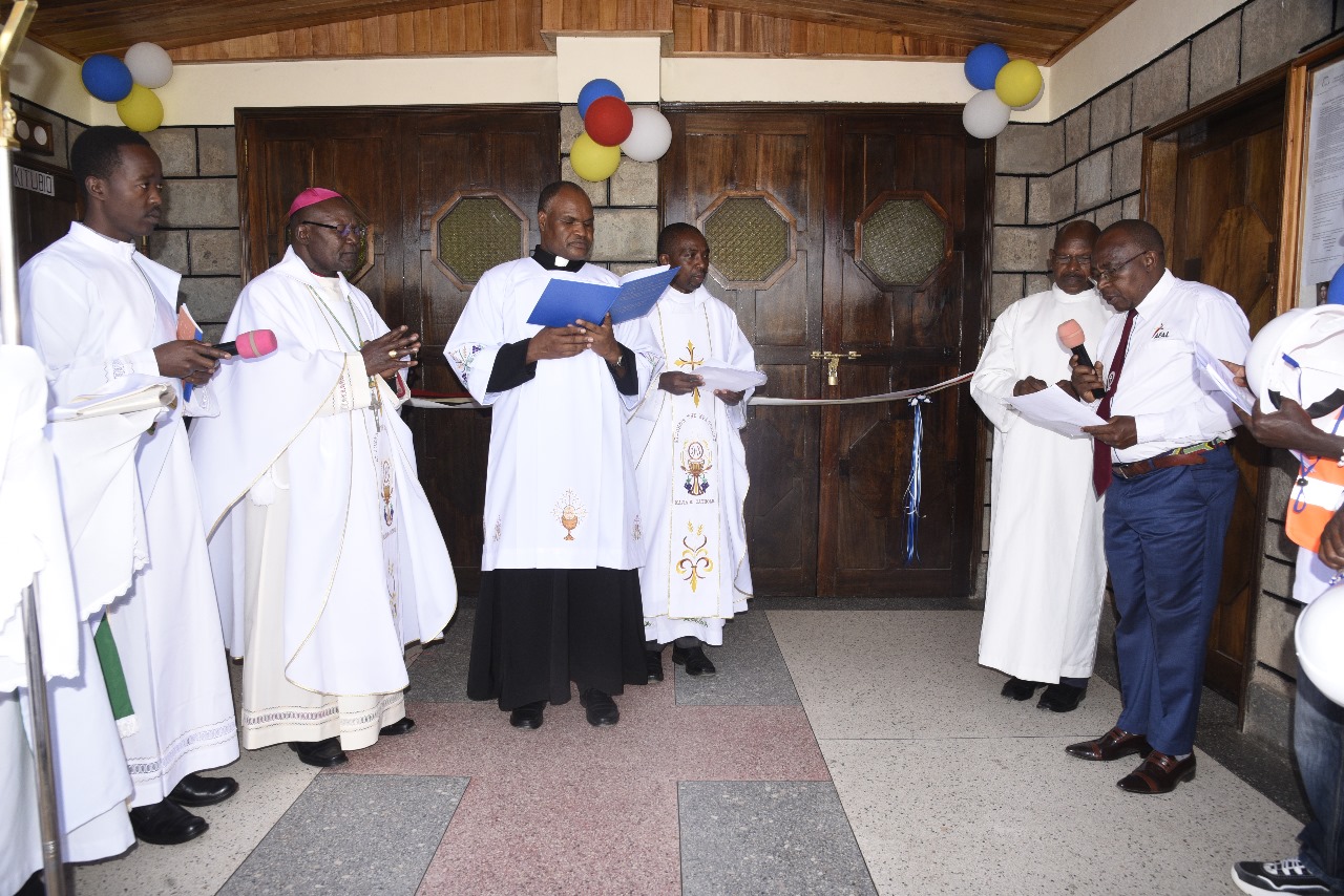 Clergy gathered at church entrance for a special ceremony