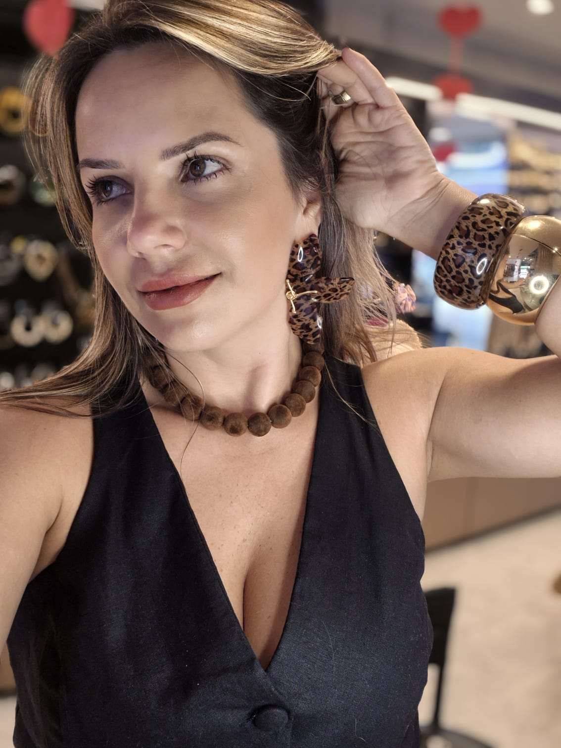 Brincos e Pulseiras Leopardo