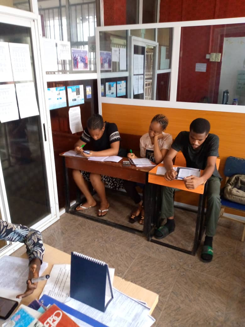 Students studying at desks