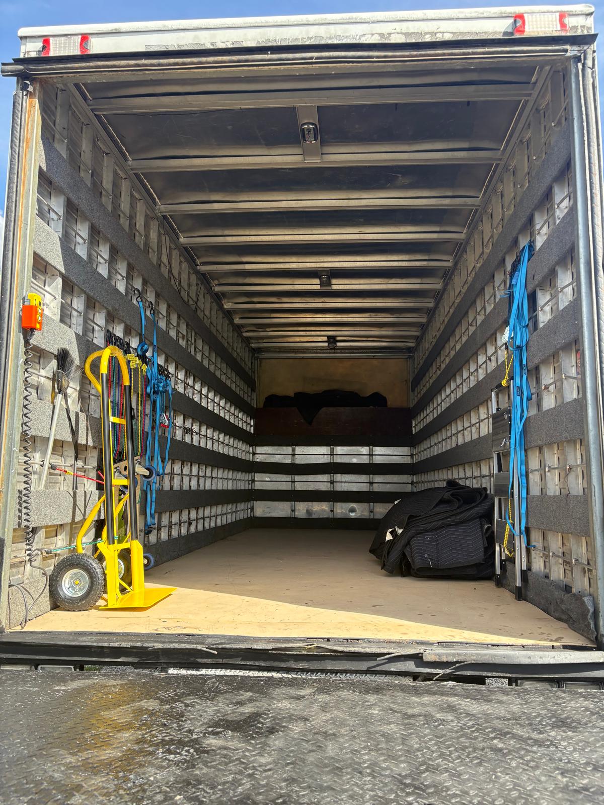 Spacious truck interior with moving equipment