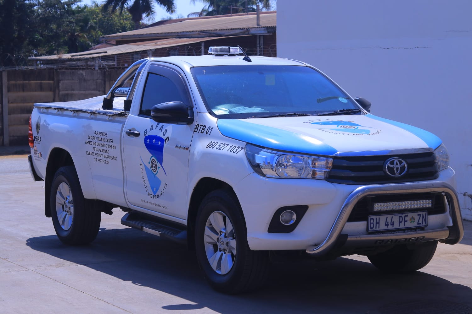 Branded security vehicle with company logo
