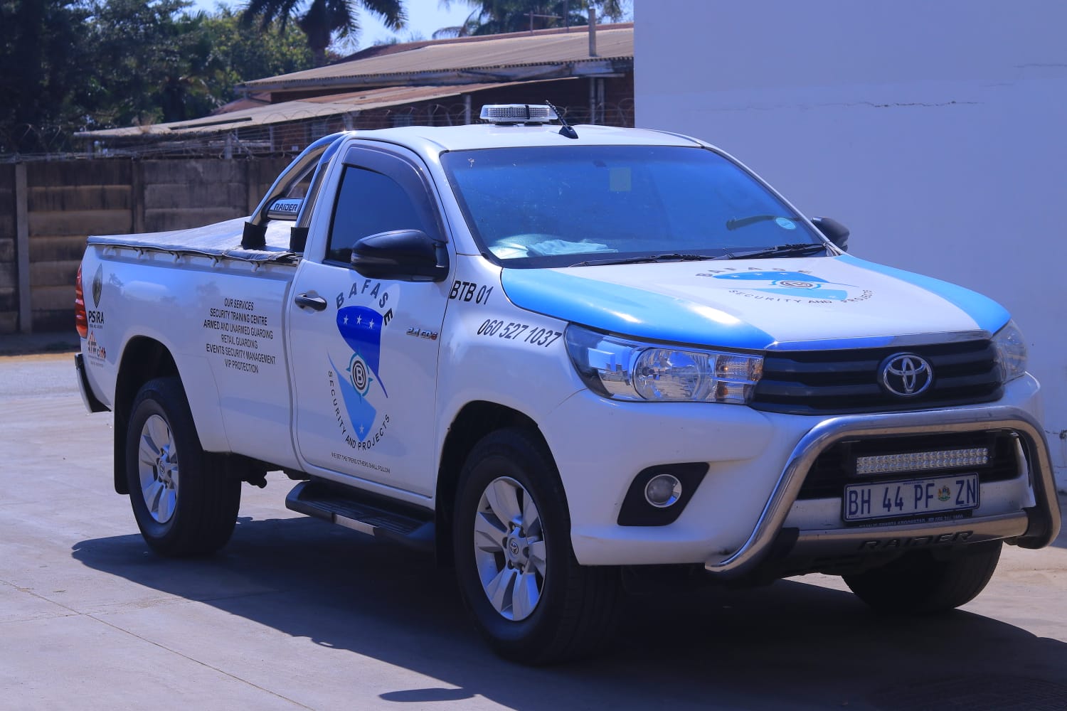Bafase Security Toyota Hilux patrol vehicle