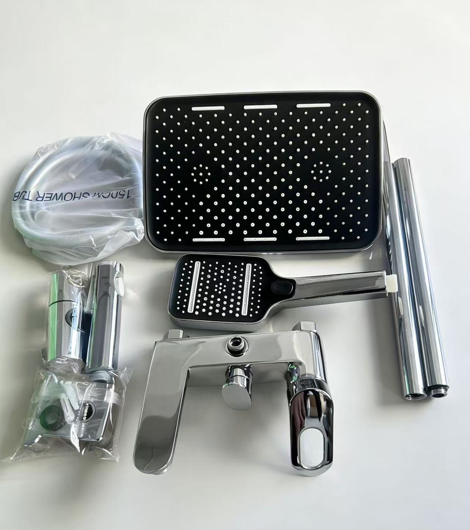 Complete Chrome & Black Shower Kit
