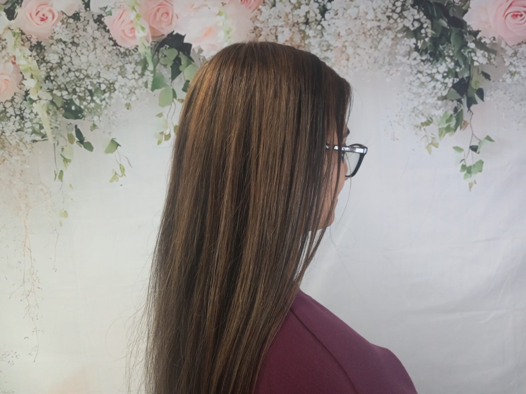 Long straight highlighted hair