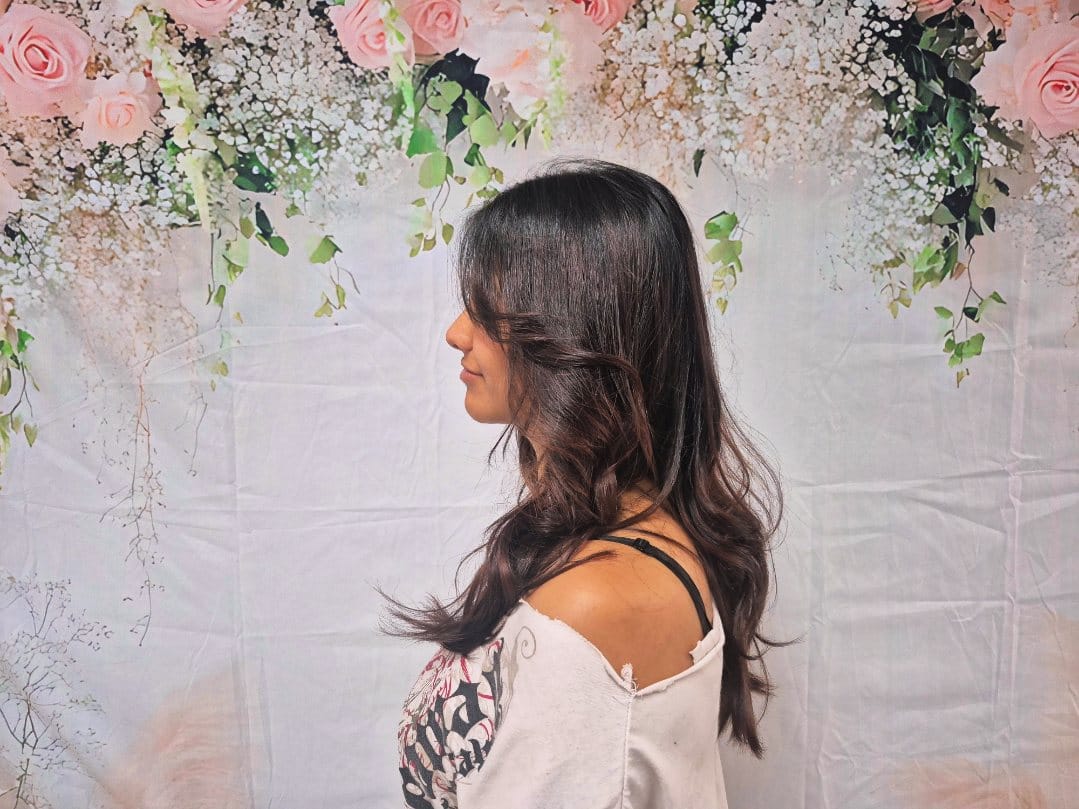 Beautiful wavy dark hair styling