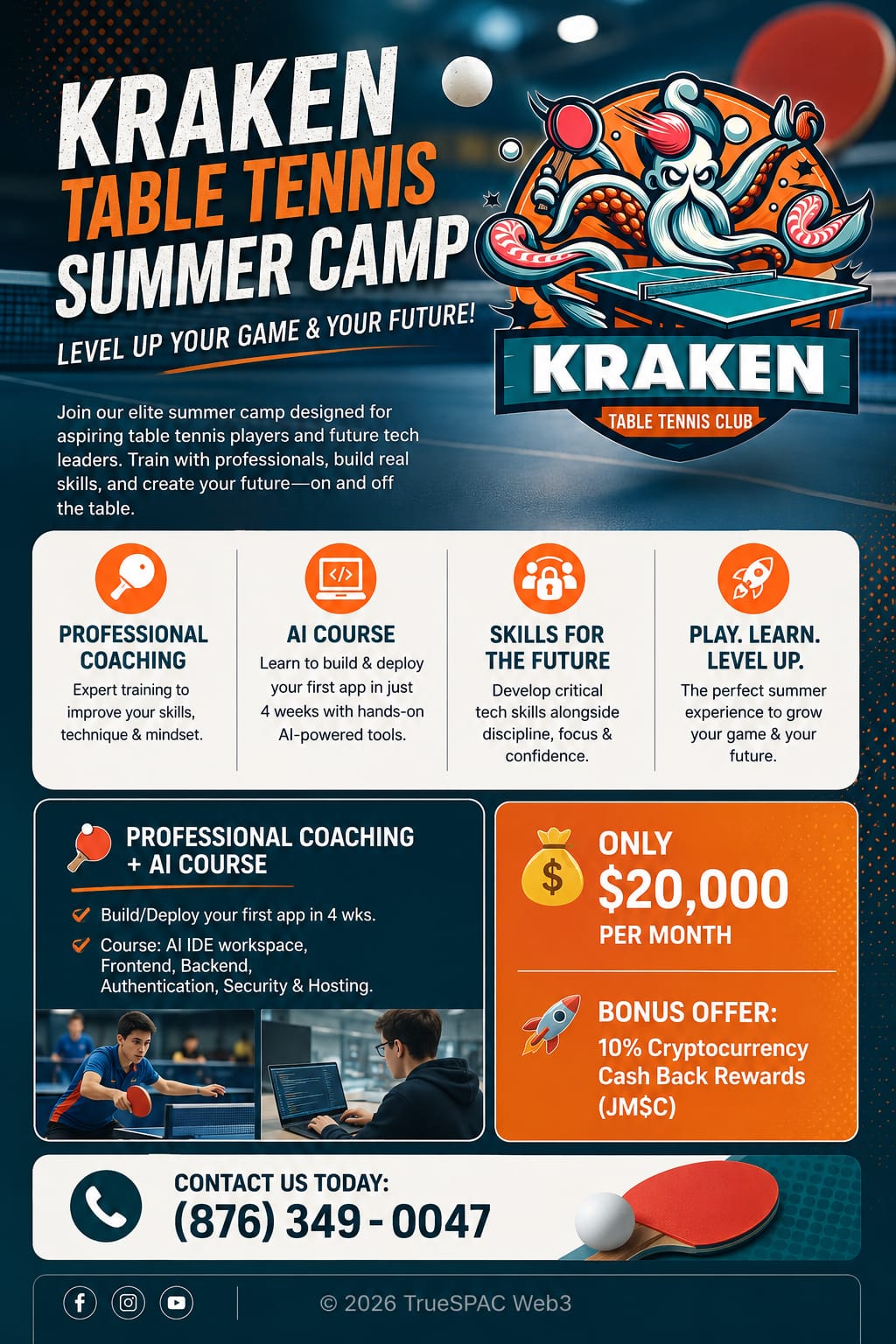 Kraken Table Tennis Summer Camp