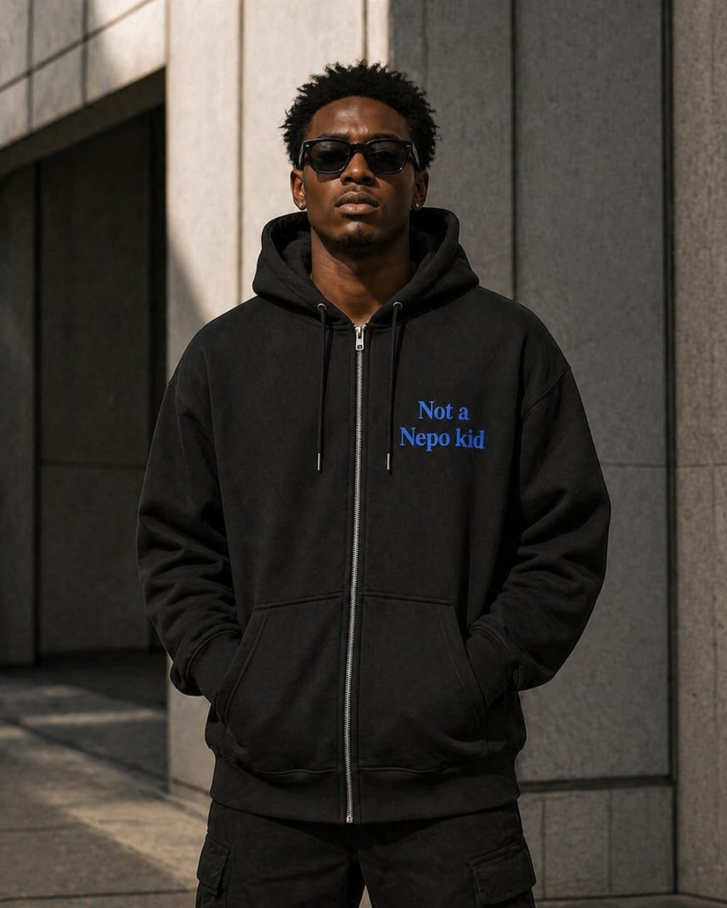 Not a Nepo Kid hoodie - Blue text edition