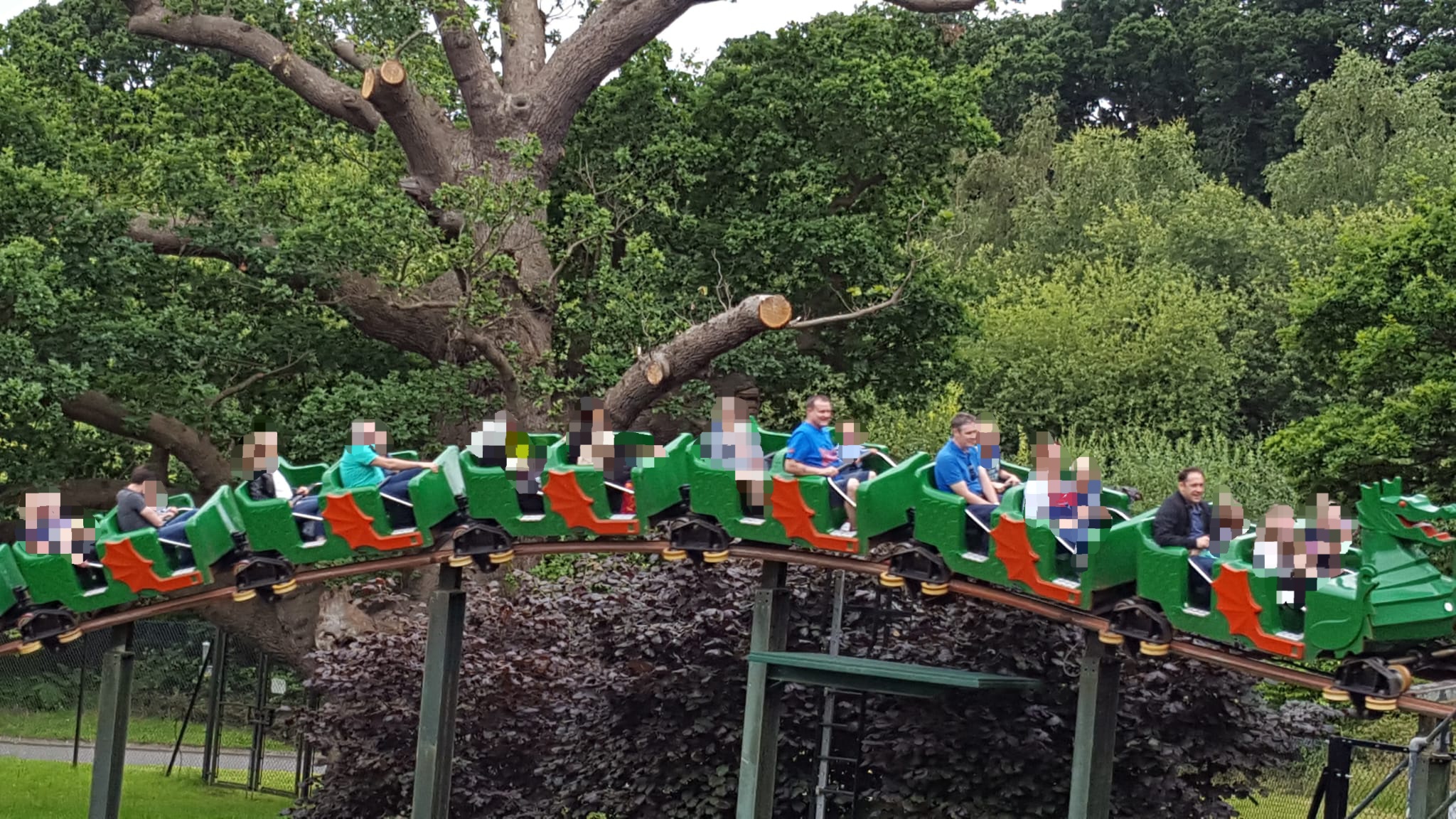 Children on thrilling roller coaster ride
