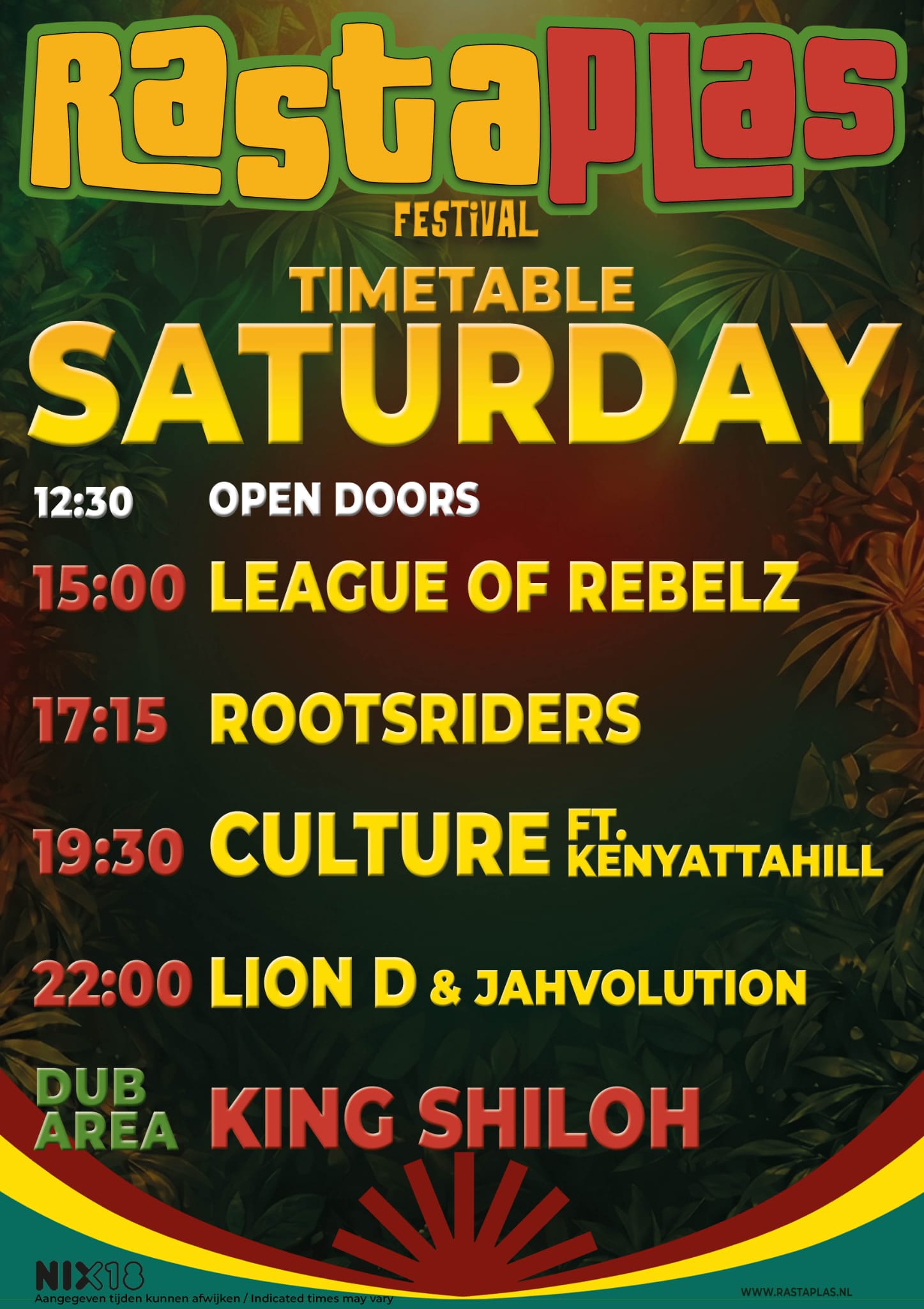 Timetable Zaterdag 17 Juli 2027