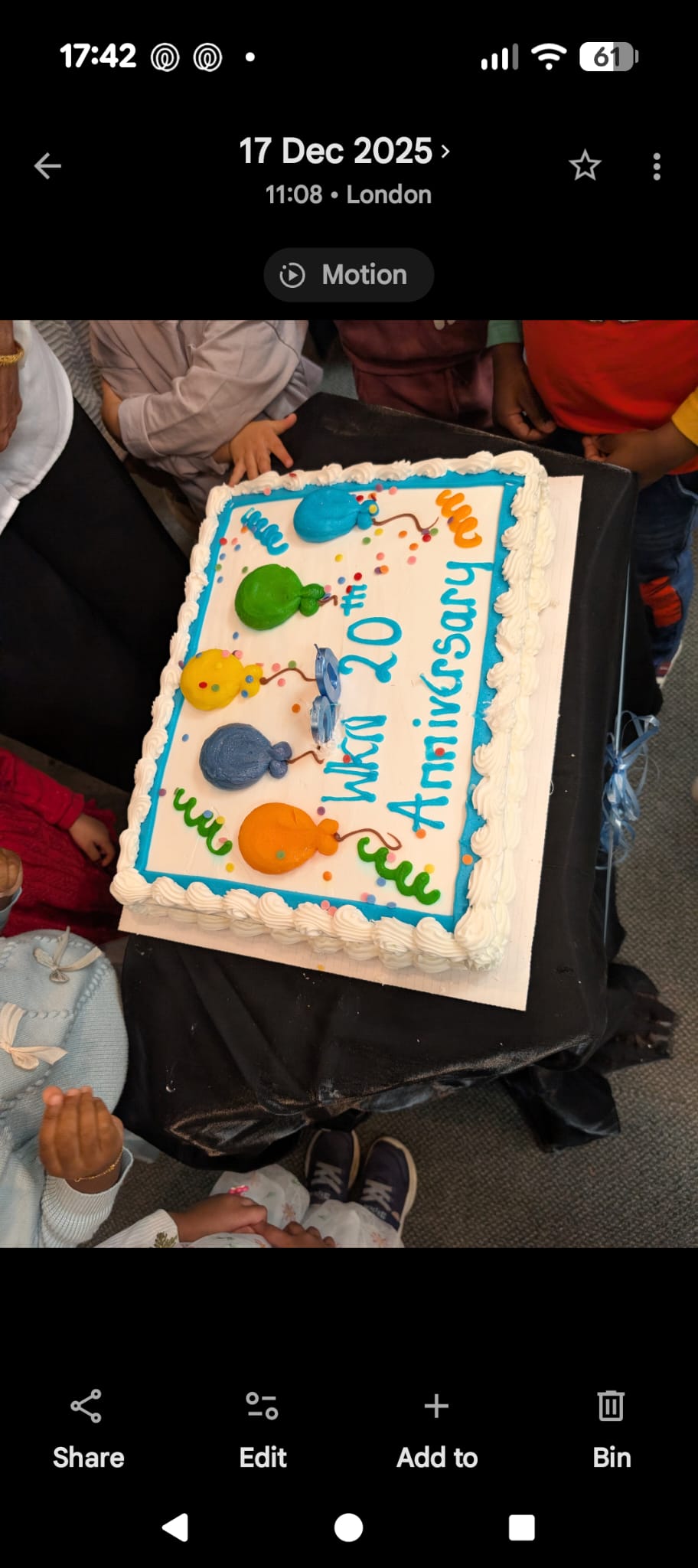 Delicious 20th anniversary cake with colorful decorations