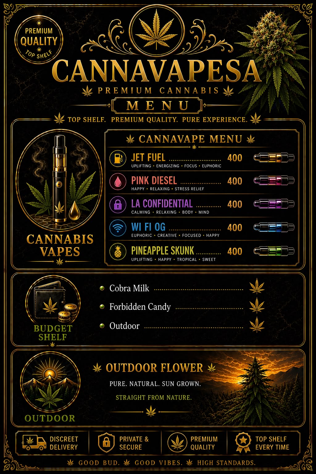 Cannavapesa premium menu