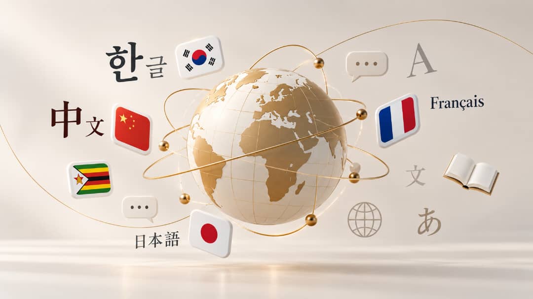 Beautiful language learning world illustration