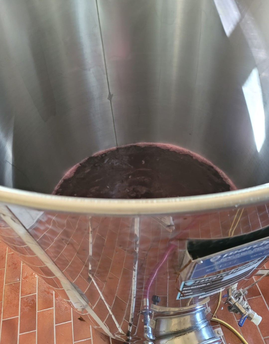Mosto in una vasca di acciaio