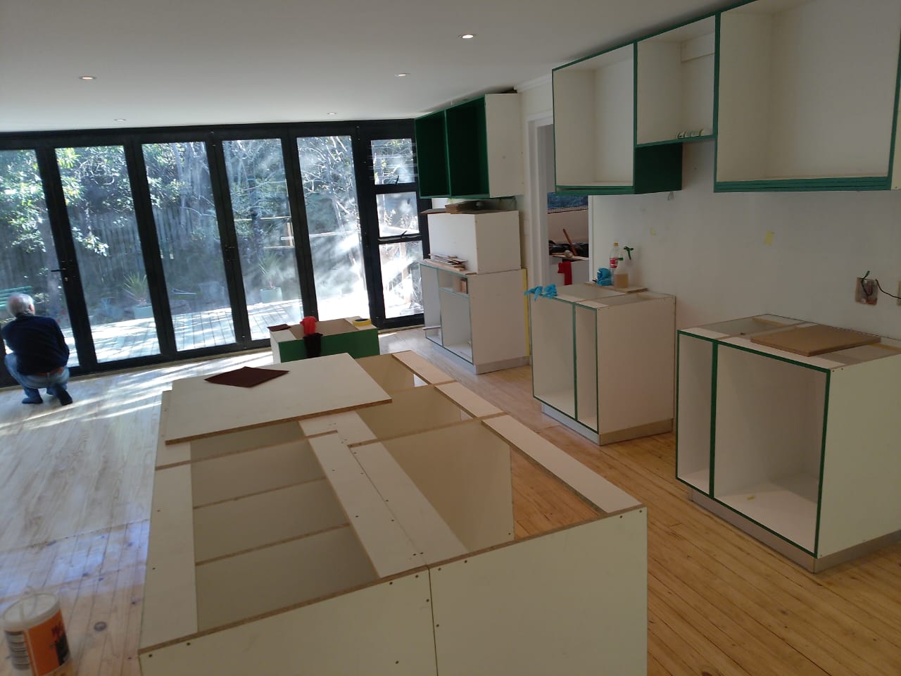 Kitchen cabinetry installation in progress