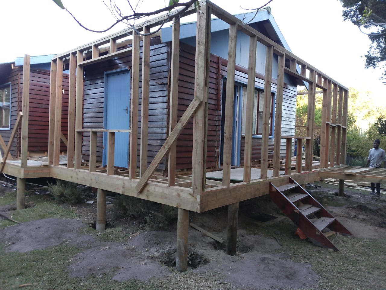 Wooden house extension framing