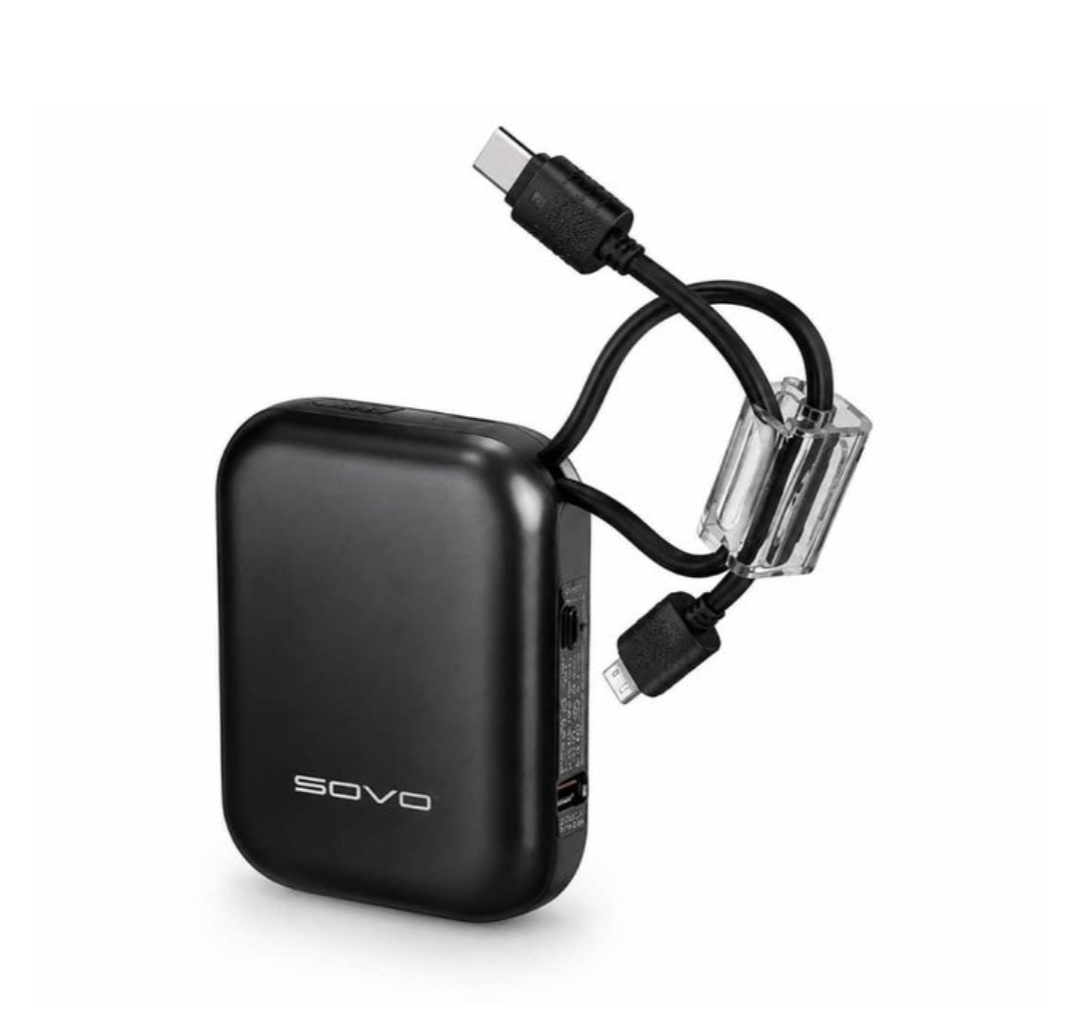 SOVO Mini Powerbank PD-59 10000mAh Noir - Câbles Intégrés